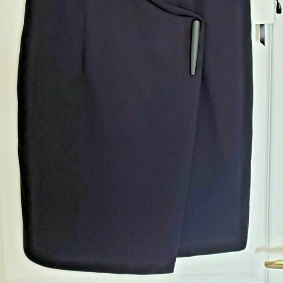 DKNY Navy Power Sheath Faux Wrap Front Dress - Picture 3 of 13